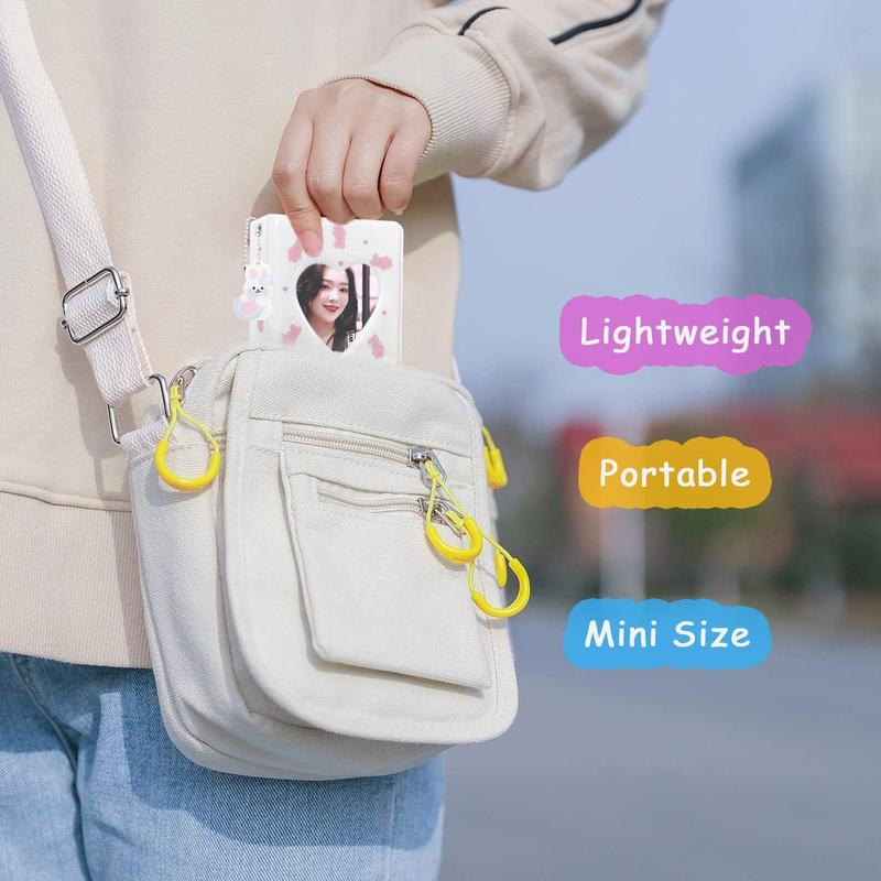 Photocard Binder 3 Inch Kpop Photocard Holder Book, Cute Mini Photo Album Kpop Photocard Binder Portable Kpop Binder Photocard Album with Lovely Pendant for Photocard Collection, 40 Pockets (White)