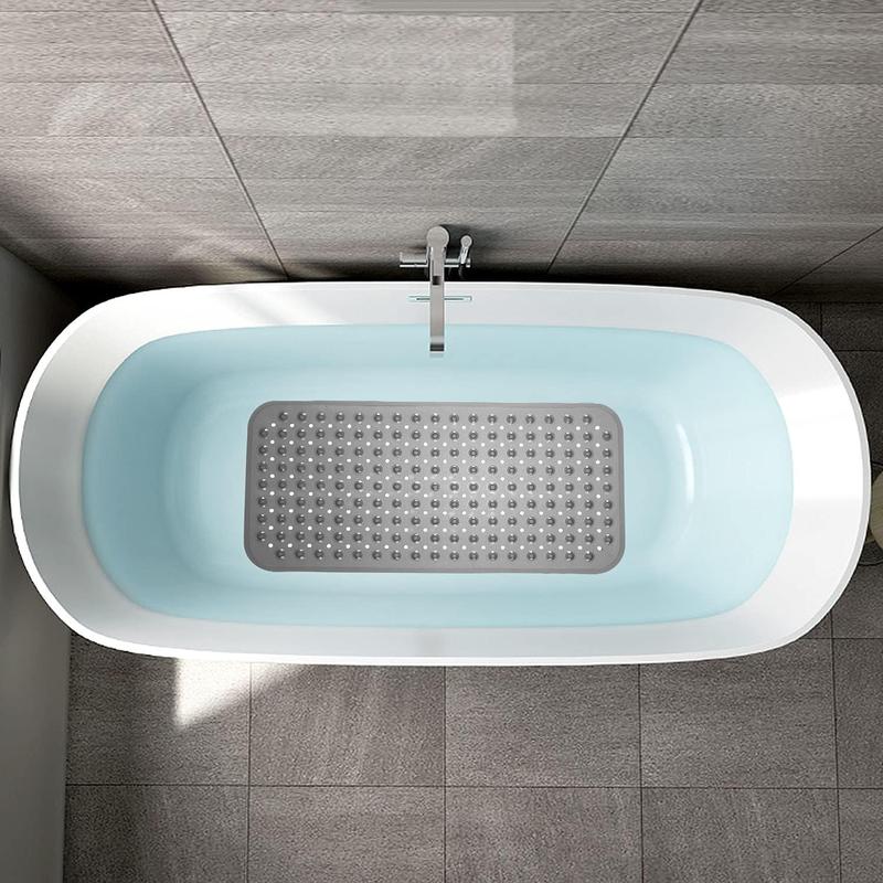 Rectangle Non-slip Bathtub Mat, 1 Count PVC Bathroom Mat with Drain Holes & Suction Cups, Bathroom Accessories, Home Essential