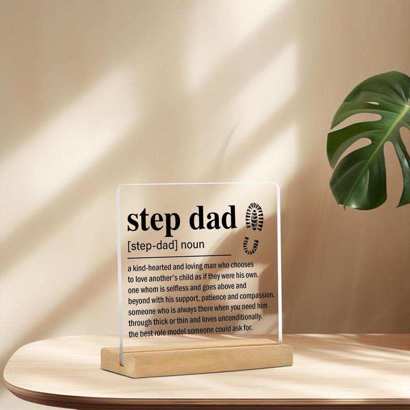 Step Dad Definition Acrylic Plaque, 1 Count Step Dad Noun Pattern Plaque, Desktop Ornament, Home Decor for Living Room Bedroom Office, Gift for Step Dad