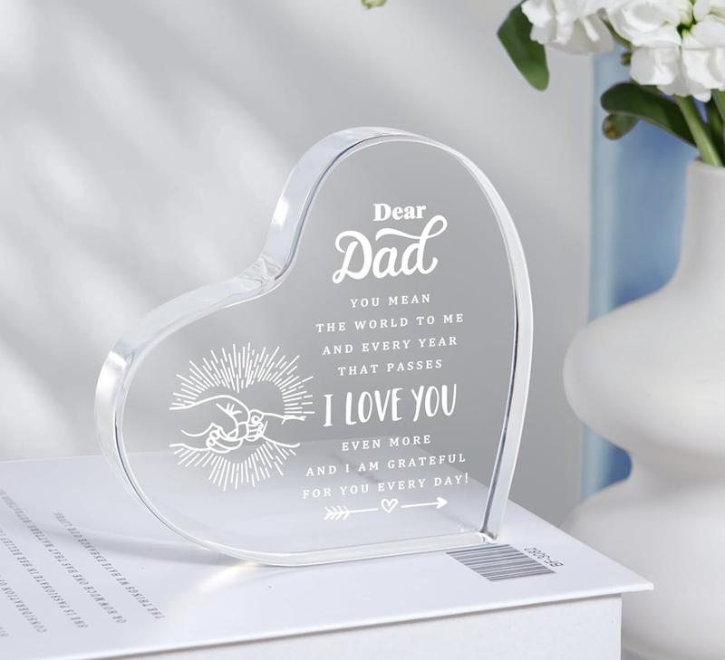 Father's Day Gifts For Dad From Daughter, Son, Birthday Gifts For Dad, Bonus Dad, Funcle, New Dad Gifts For Men, Father's Dad Gifts Heart Acrylic