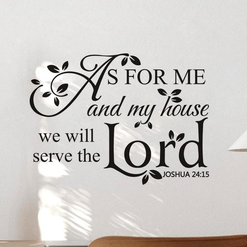 As for Me and My House We Will Serve The Lord Letter Pattern Wall Decal, Self-adhesive Meaningful Bible Quotes Wall Decal, Religious Quotes Sticker for Home Living Room Bedroom