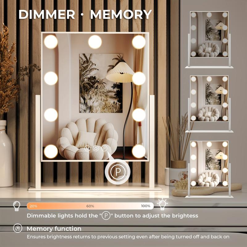 Vanity Mirror with Lights, Makeup Mirror with Lights, 10X Magnification, Light up Mirror with Smart Touch 3 Colors Dimmable, Mirror with Lights with 360° Rotation for Women Gift. Decor