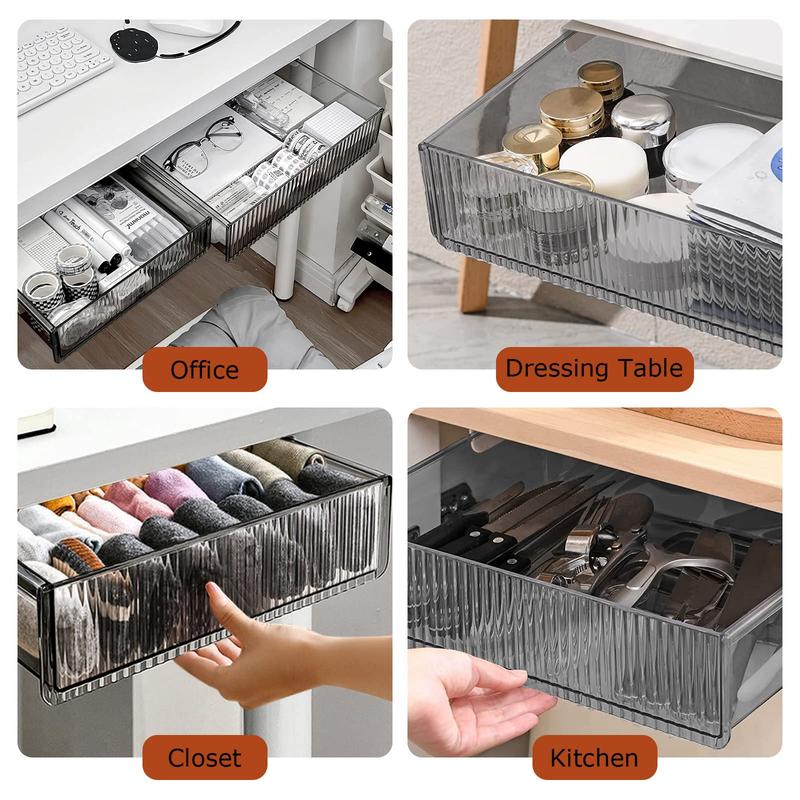 Under-desk Drawer Slide-out Storage Box, Durable Drawer Storage Box, Hidden Under-desk Drawer for Home & Office & School