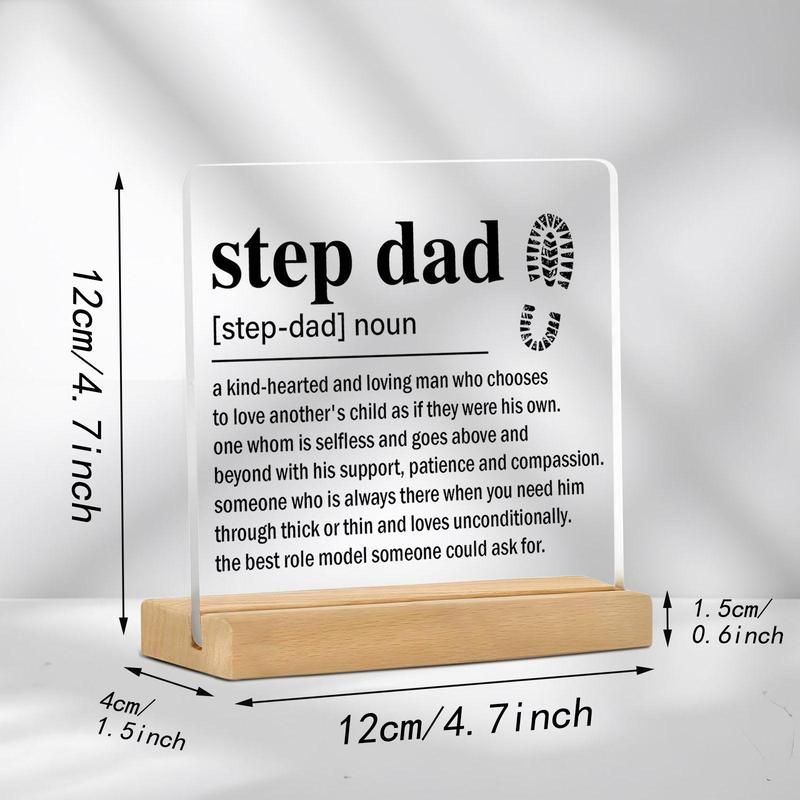 Step Dad Definition Acrylic Plaque, 1 Count Step Dad Noun Pattern Plaque, Desktop Ornament, Home Decor for Living Room Bedroom Office, Gift for Step Dad