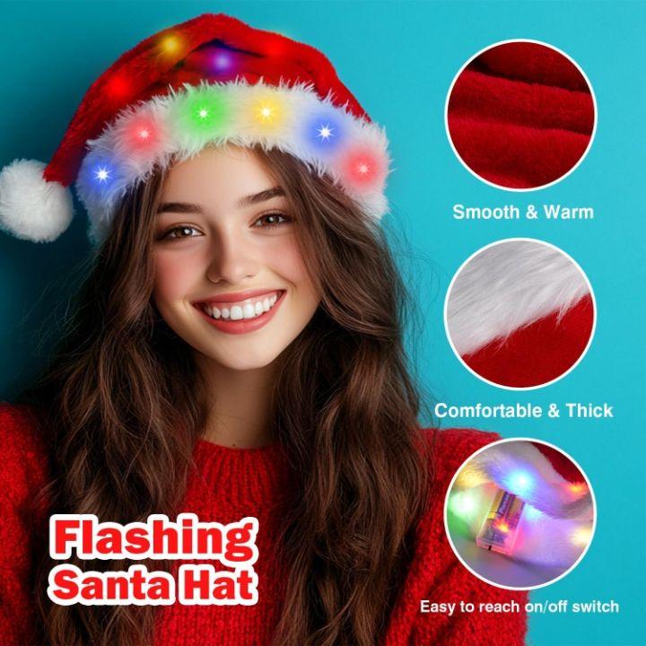 3pcs Christmas hat, Santa Claus hat, double thickened warm hat, suitable for Christmas holiday party, couple men and women fashion accessory hat