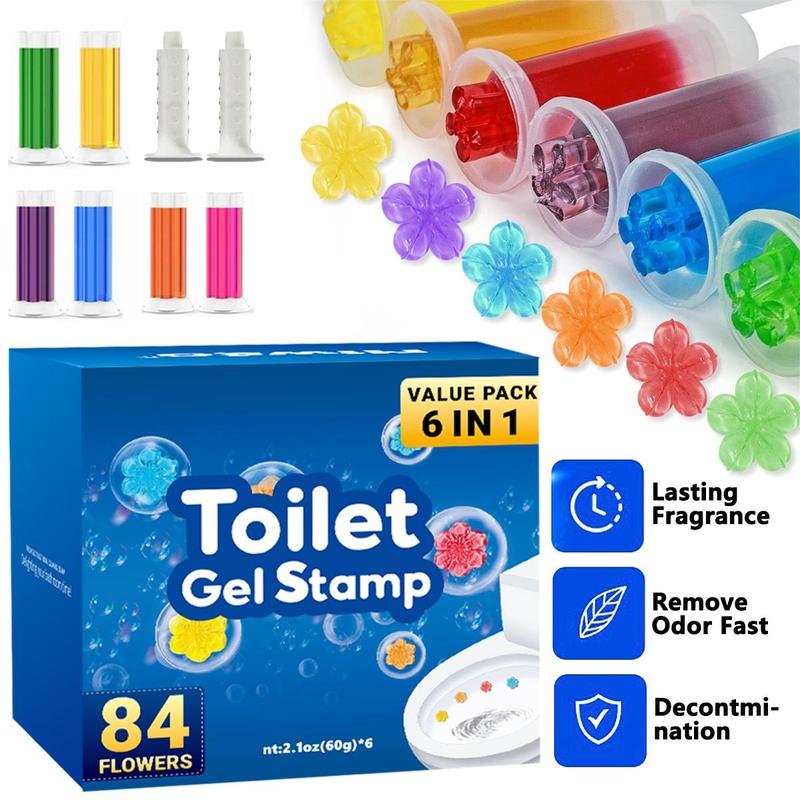 Toilet Cleaning Gel, 6pcs box Long-lasting Toilet Gel Stamp, Toilet Cleaner, Toilet Bowl Deodorant Gel, Toilet Scent Freshener Odor Removal Gel for Bathroom, Kitchen, Washbasin, Boyfriend Gift