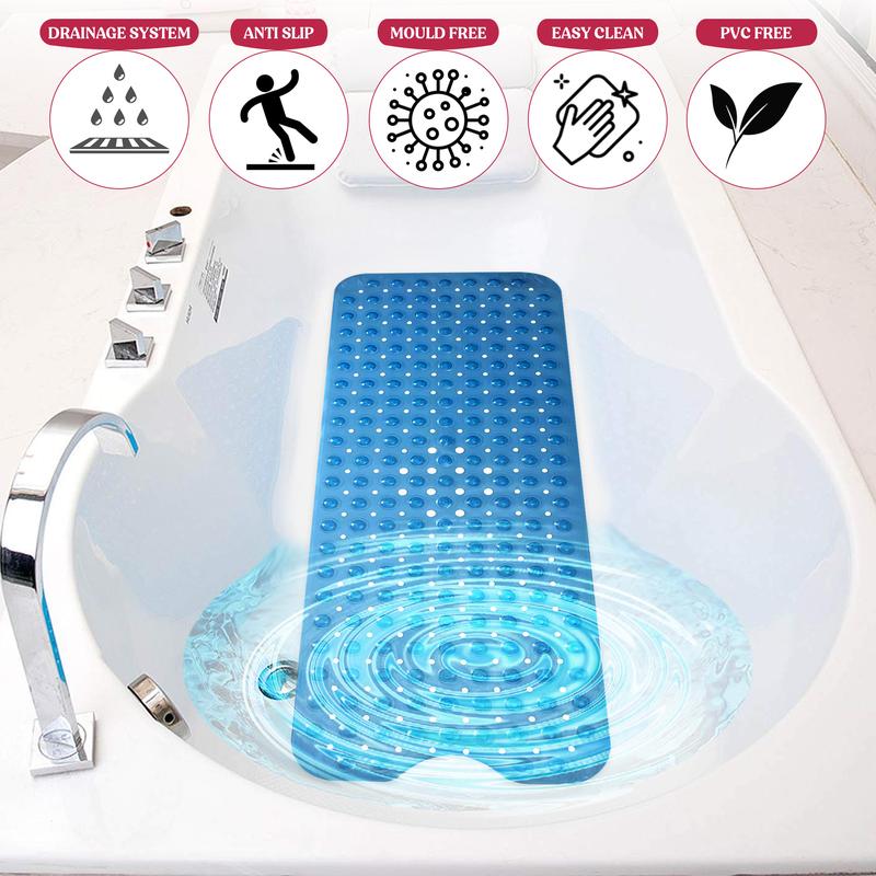 Lux Decor Bathtub Mat - Non Slip Bath Mat for Safe Bathing Experience - Available in 5 Colors - Water-Absorbent - PVC Shower Mat - 40 x 16 inches