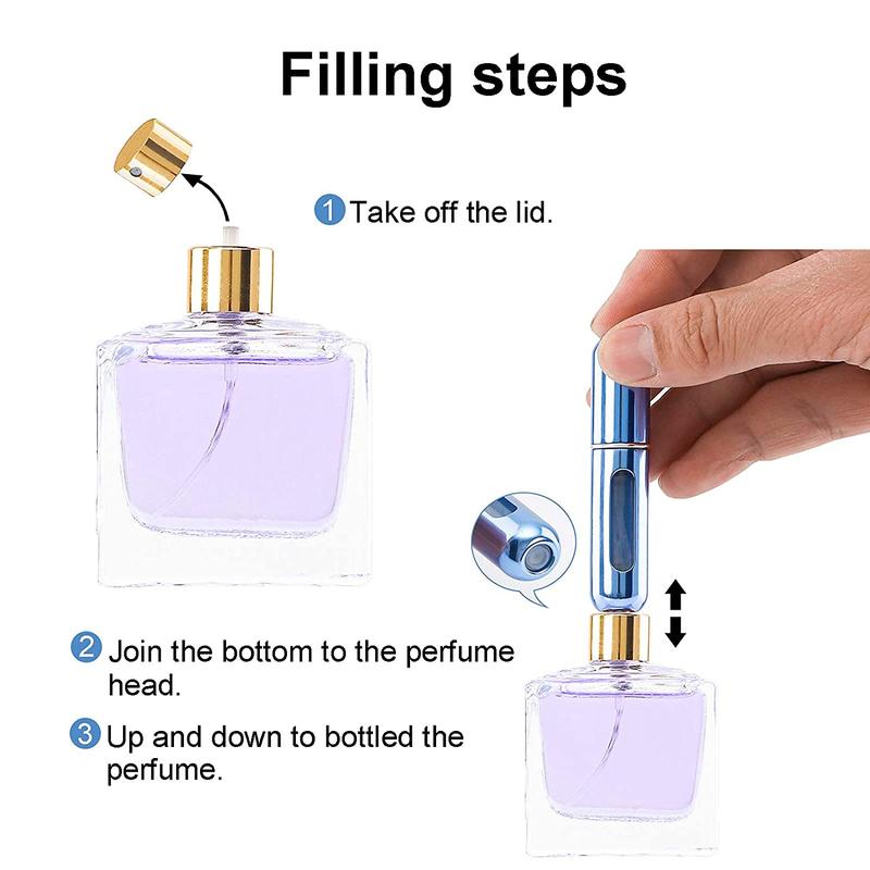 4PCS refillable perfume atomizer bottles, portable with bag, for travel, ideal as cologne dispenser or empty spray container.