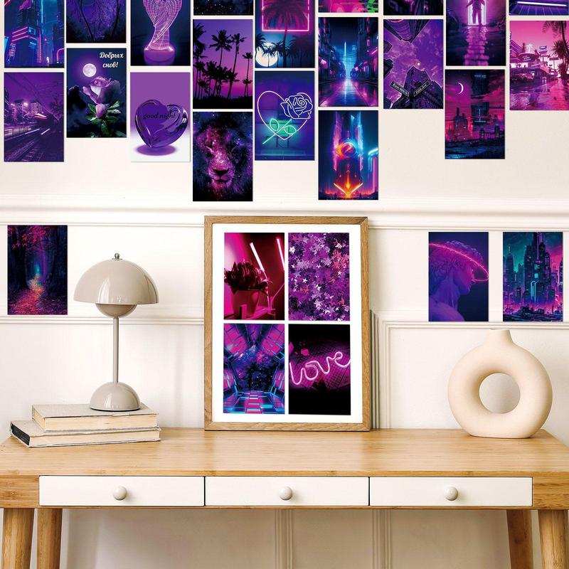 Abstract Art Decorative Postcards, 50pcs set Square Wall Decoration Stickers, Exquisite Decorative Stickers For Bedrooms & Dormitories