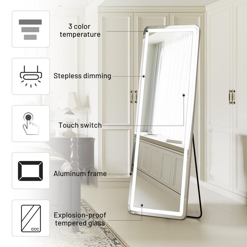 Mirror Full Length Standing with LED Lights, 64