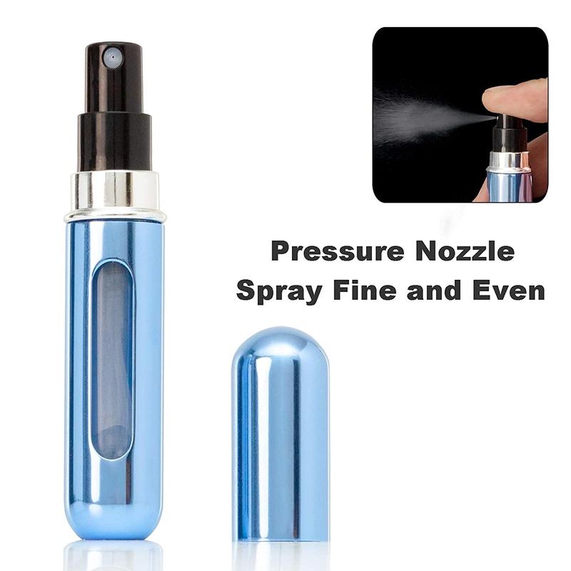 4PCS refillable perfume atomizer bottles, portable with bag, for travel, ideal as cologne dispenser or empty spray container.