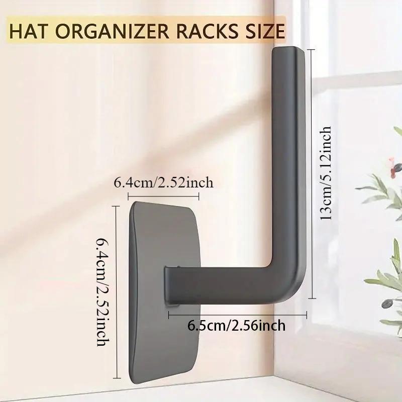 Hat Storage Hook, 2 Counts L-shaped Self-adhesive Hat Holder, Home Space Saving Storage Hook for Entrances, Corridors, Bathrooms, Bedrooms, Dormitories