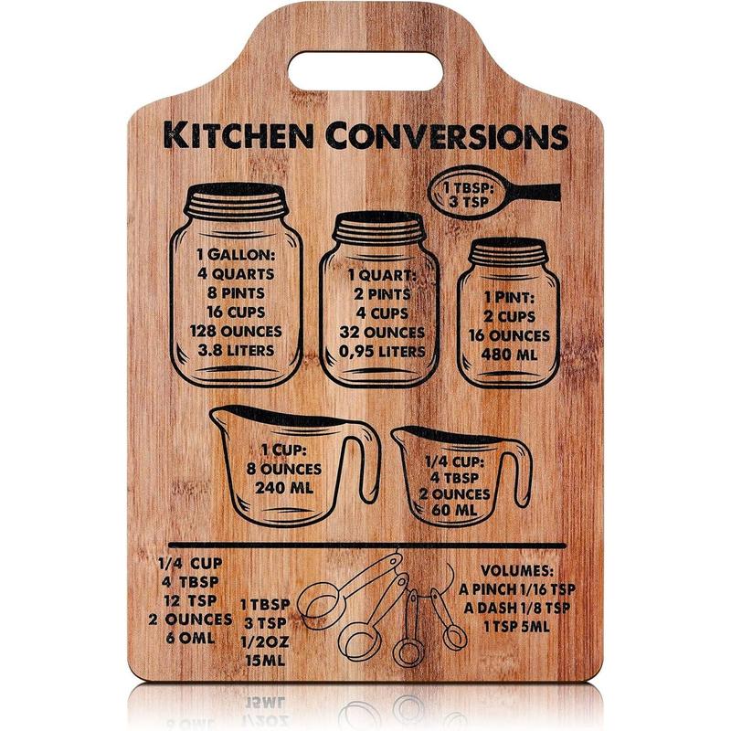 Rustic Kitchen Conversion Chart Wooden Kitchen Wall Art Decor Measurements Conversion Chart Decorative Sign Kitchen Cooking Gadgets Baking Cooking Gifts for Women, 11.81 Inch