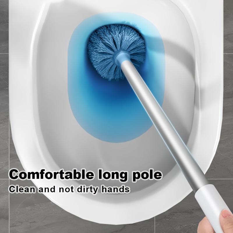 A set of toilet brush and stand cover, wall mounted long handle toilet brush and stand, flexible toilet brush, clean no dead corners, bathroom brush, hotel cleaning supplies