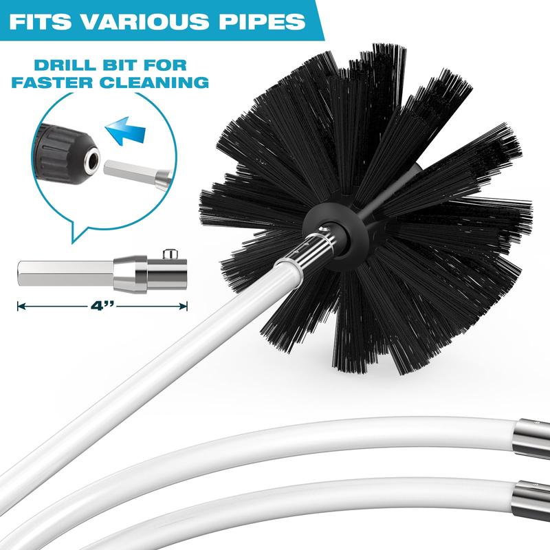 50 FEET Dryer Vent Cleaner Kit Synthetic Brush Head Upgraded Flexible Quick Snap Brush with Drill Attachment Extend Up to 50 FEET for Easy Cleaning Use with or Without a Power Drill