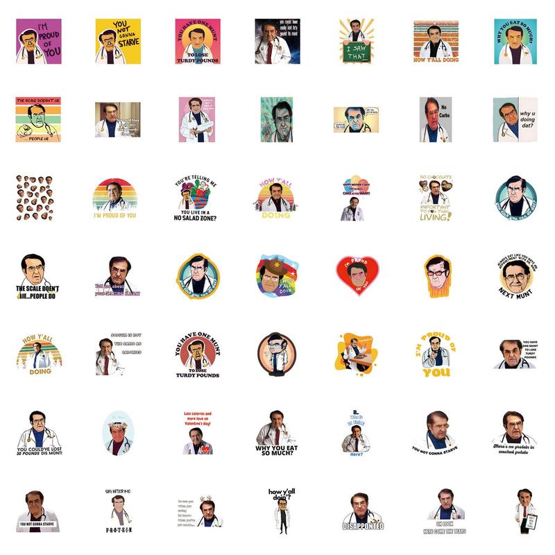 Dr Now Doctor Pattern Sticker (50pcs), Waterproof Self Adhesive Water Bottle Decor Sticker, Decor Sticker for Gift Greeting Card Laptop Phone Case