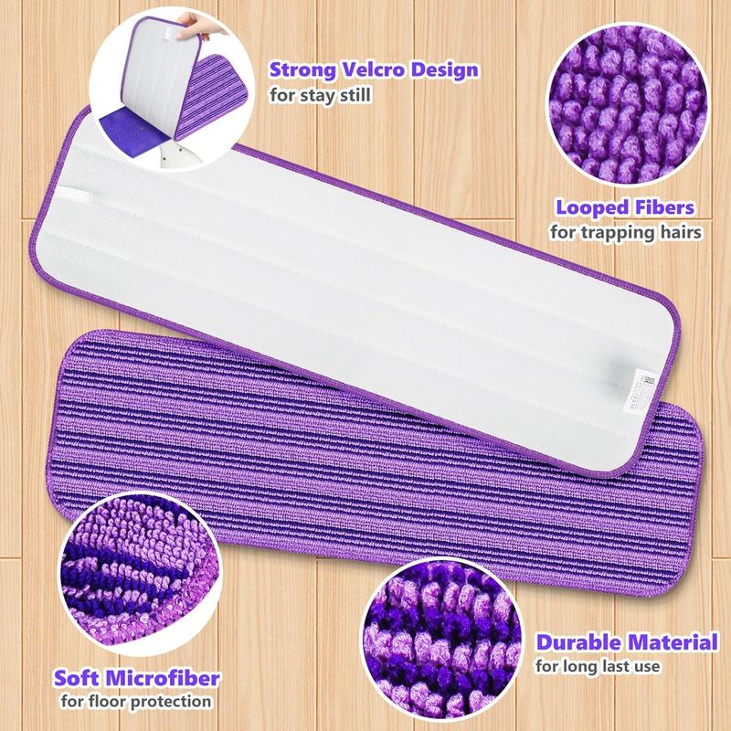 Reusable Mop Pads Compatible with Swiffer Power Mop, 6 Counts 18pcs Microfiber Mop Pads Refills Mop Heads Replacement for Swiffer Mop Spray Mop Floor Mop, Washable Reusable Floor Mopping Refills