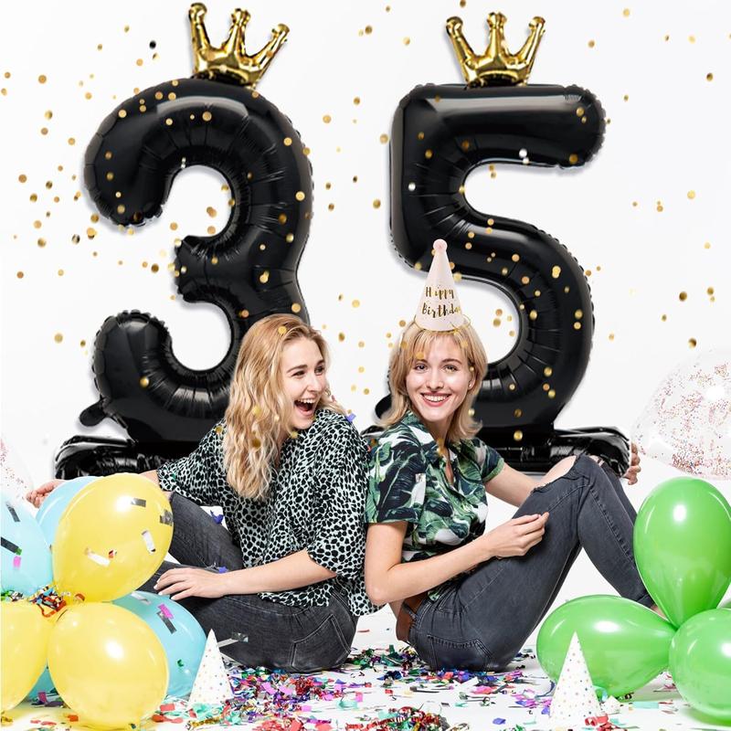 Standing Black Number 3 Balloon with Crown For  3rd Birthday Party Decoration, 40 Inch Number 3 Balloon