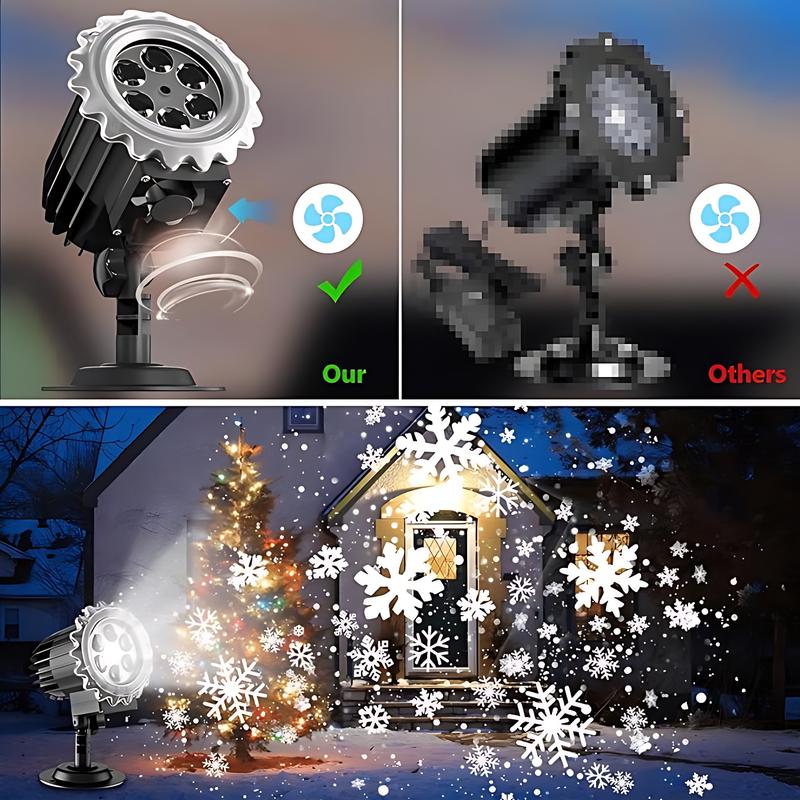 [Christmas gift]Christmas Head Snowflake Projection Lights,  Outdoor LED Christmas Lights IP65 Waterproof, Rotating Snow Lamp Brighter LED Landscape for Xmas Holiday Party Decoration