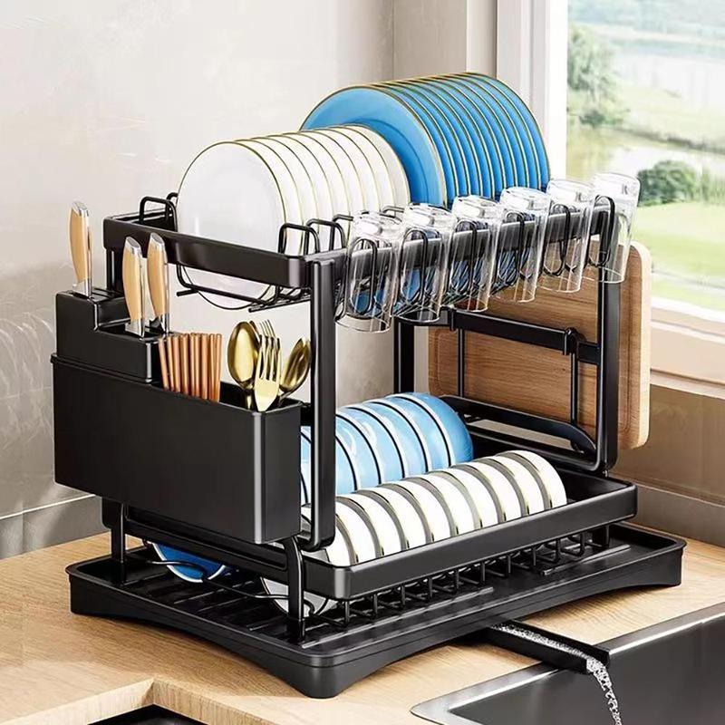 Kitchen Dish Drying Rack, Large Capacity Dish Drain Storage Rack, Household Tableware Storage Rack, Kitchen Gadgets, Multifunctional Storage Organizer, Kitchen Organizer