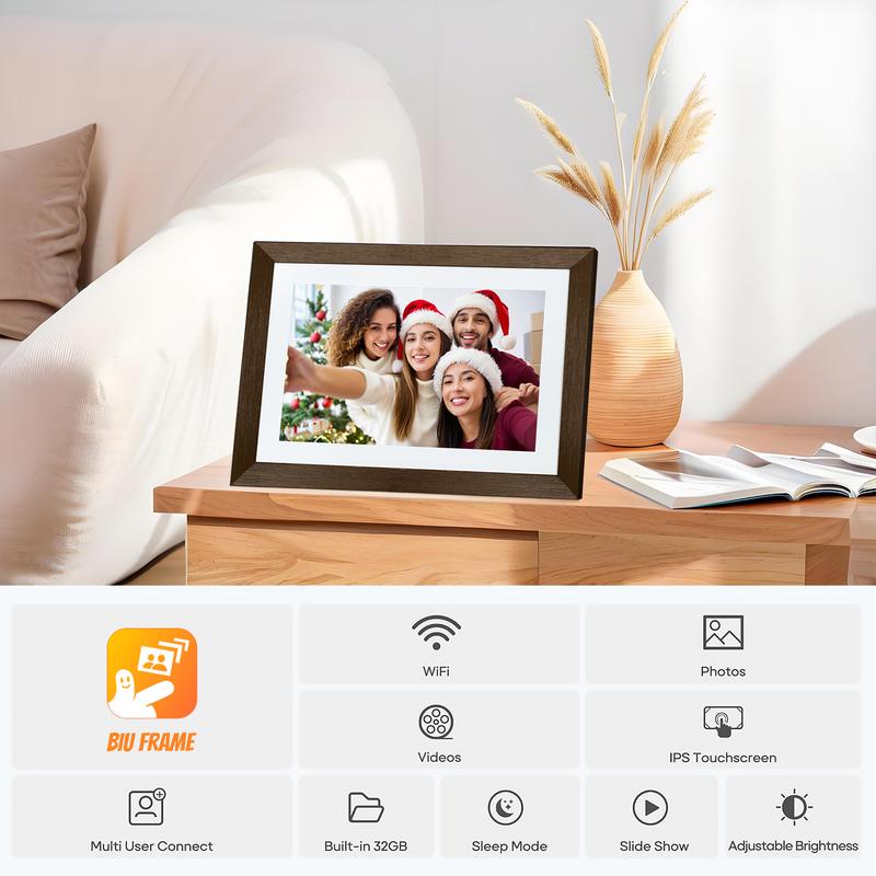 Ekoio 10.1 Inch WiFi Digital Picture Frame, 1280x800 HD IPS Touch Screen Photo Frame Electronic, 32GB Memory, Auto-Rotate, Wall Mountable, Share Photos Videos Instantly via free App from Anywhere