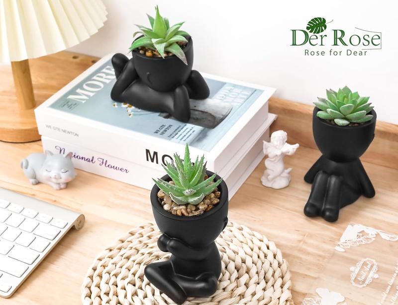 3 Pieces Fake Succulents Plants Artificial for Black Bathroom Bedroom Home Room Decor