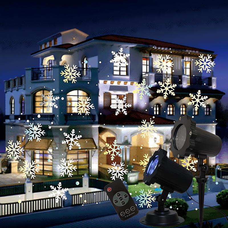 [Christmas gift]Christmas Head Snowflake Projection Lights,  Outdoor LED Christmas Lights IP65 Waterproof, Rotating Snow Lamp Brighter LED Landscape for Xmas Holiday Party Decoration