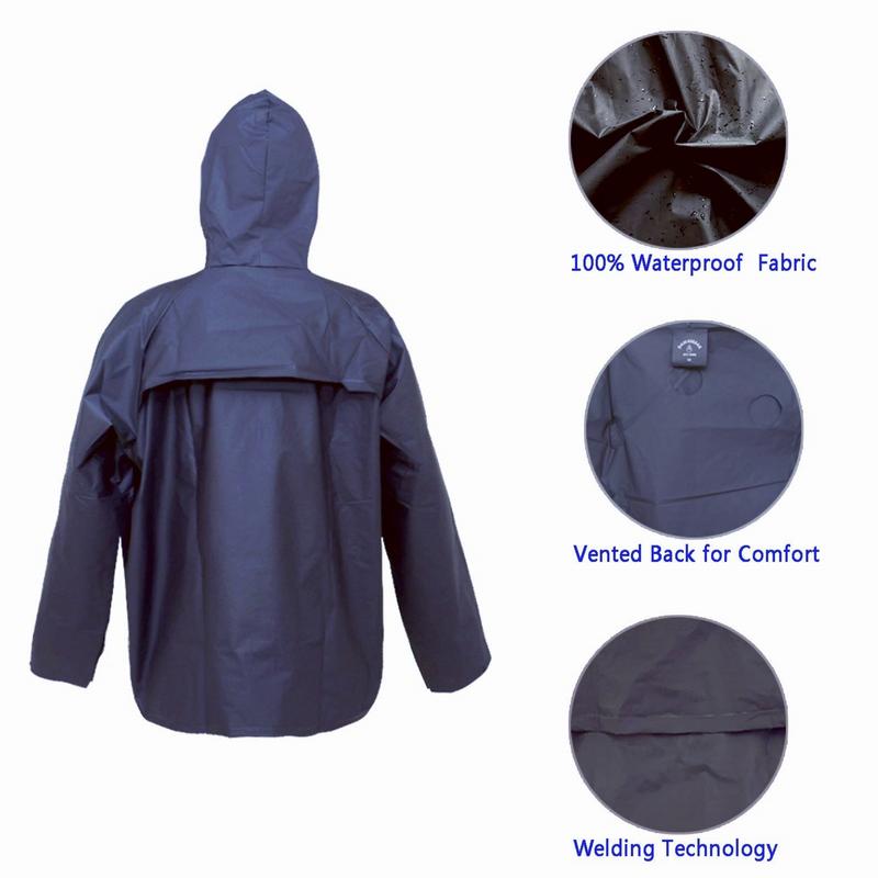 Waterproof Rain Suit for Sport - Ultra-Lite Rain Coat with Pants for Men Women (Navy)