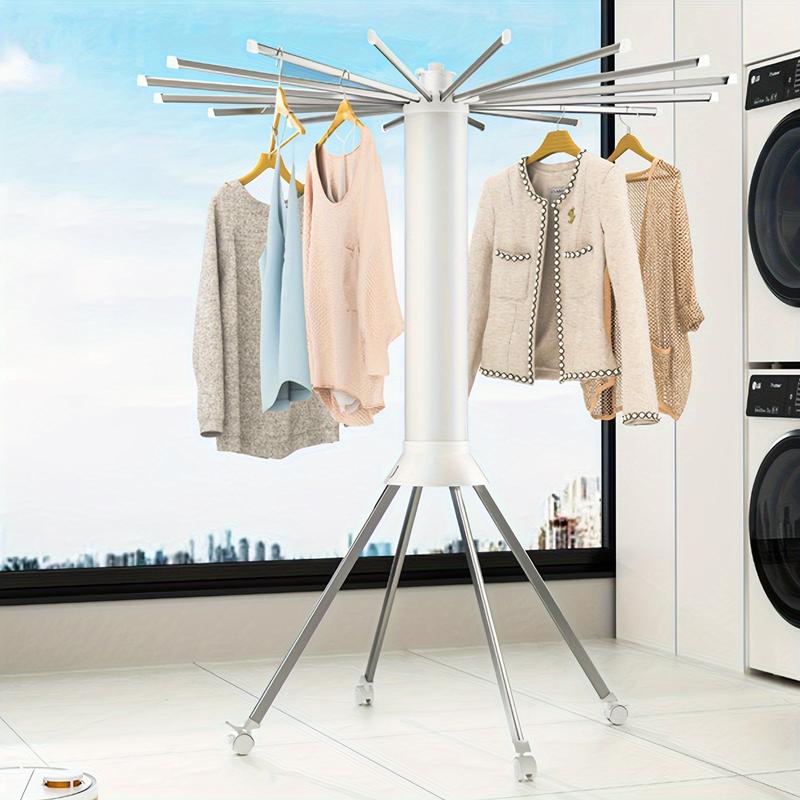 1pc Tripod Clothes Drying Rack Portable Foldable Laundry Rack Compact Space Saving Dryer Rack for Indoor Outdoor RV Travel with 16 Rotatable Rods