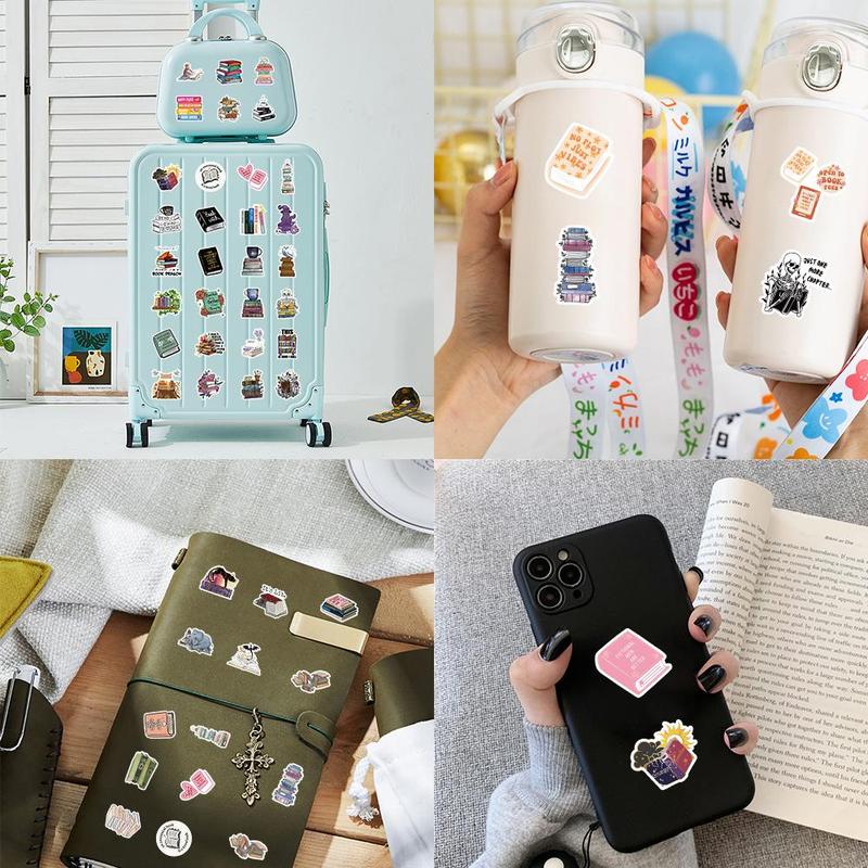 Book Stickers Sticker, 50pcs set Waterproof Self Adhesive Decor Paper, Decor Sticker for Gift Greeting Card Water Bottle Laptop Phone