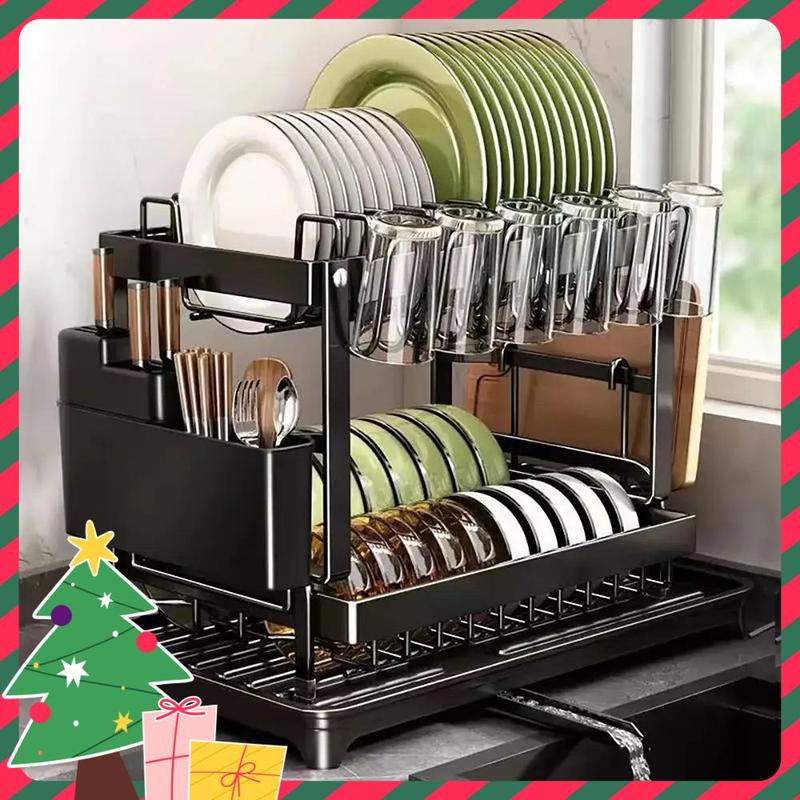 Kitchen Dish Drying Rack, Large Capacity Dish Drain Storage Rack, Household Tableware Storage Rack, Kitchen Gadgets, Multifunctional Storage Organizer, Kitchen Organizer