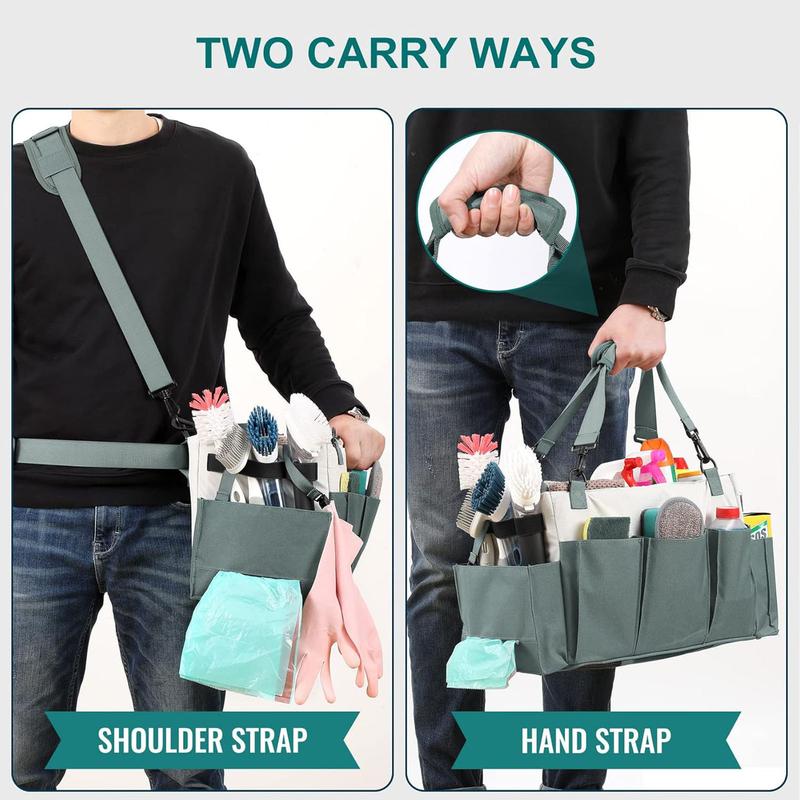 Cleaning bag with shoulder and waist straps, storage bag with multiple compartments, adjustable storage bag tote  box tote bags