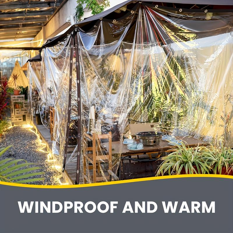 Clear Waterproof Tarp with Seal Ring - Rainproof Outdoor Garden Cover for Patio, Chicken Coop, Porch Canopy & Camping