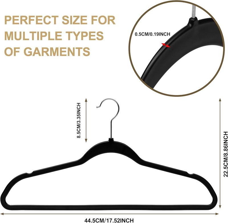 [All black or Multi-color random] Quality Hangers 20 Pack Plastic Hangers for Clothes - Slim Non-Velvet Hangers with 360° Swivel Chrome Hook & Non Slip Notches - Ideal for Dresses Coats Shirts Jackets & More