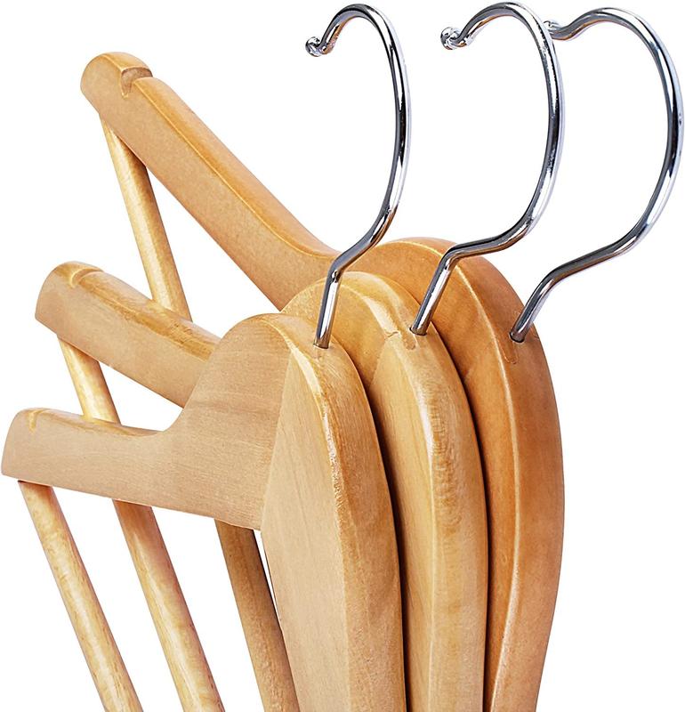 Premium Wooden Clothes Hangers 30 Pack - Durable and Slim - 360 Degree Swivel Hook - Wooden Clothes Hanger Hanging Organizer with Shoulder Slot