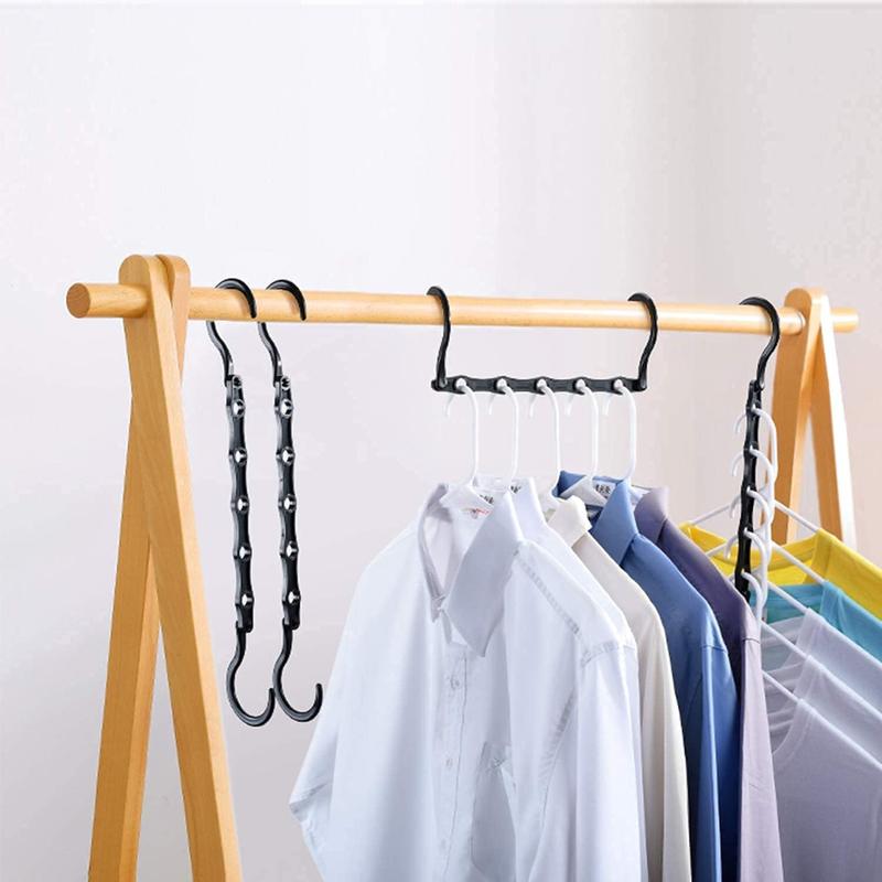 HOUSE DAY  Ultimate Space Saving Hangers Organizer & Pant Hangers Bundle Steel Hook Wooden Hanging Plastic Wood Retractable Smooth