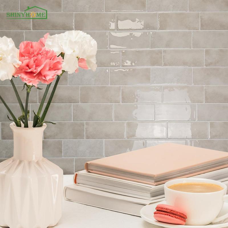 Brick Pattern Self-adhesive Wall Tile Sticker, 10pcs Waterproof Bathroom Backsplash Tile Sticker, Heat Resistant Kitchen Backsplash Peel and Stick Wallpaper, Home Decor Supplies