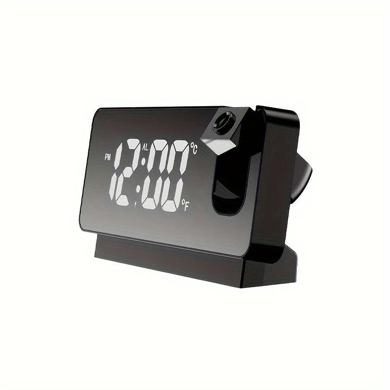 Projection Alarm Clock, LED Electronic Alarm Clock, Mirror Alarm Clock for Bedroom, with Large Display, Temperature, Adjustable Brightness, Snooze