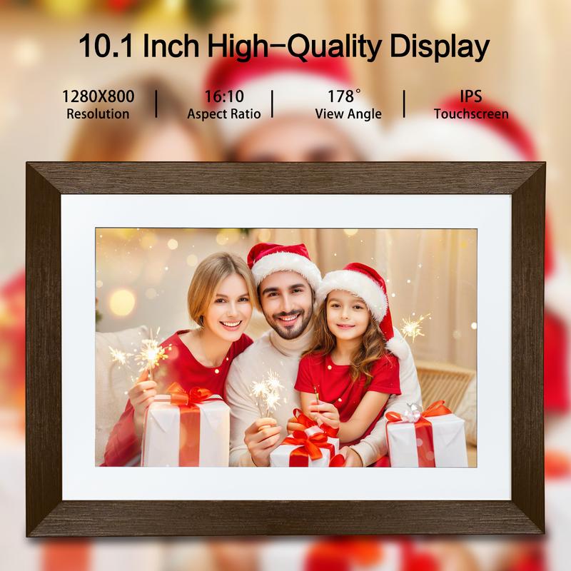 Ekoio 10.1 Inch WiFi Digital Picture Frame, 1280x800 HD IPS Touch Screen Photo Frame Electronic, 32GB Memory, Auto-Rotate, Wall Mountable, Share Photos Videos Instantly via free App from Anywhere