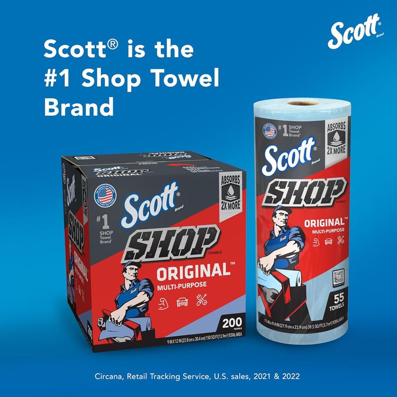 Scott Blue Shop Towels 75147, 55 Sheets Roll, 12 Rolls Carton