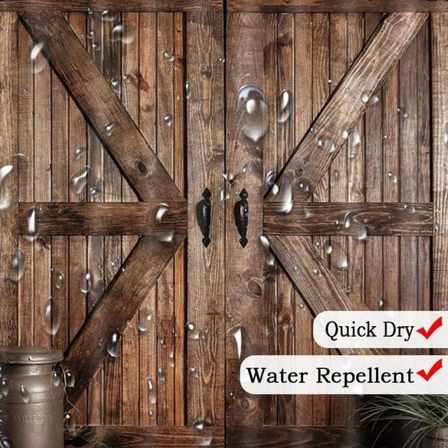 Rustic Barn Door Shower Curtain Vintage Countryside Wood Board Waterproof Fabric Bath Curtain with Hooks 70 x72 inch Set Farmhouse