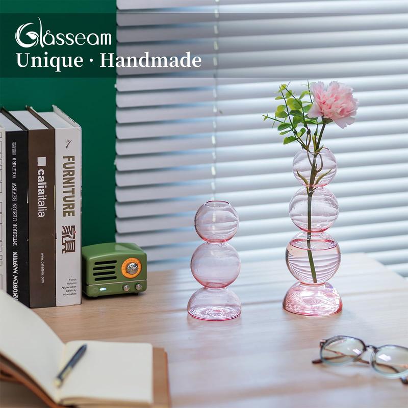 Glasseam Cute  Flower Vase, Unique Handmade Glass Vase for Flowers