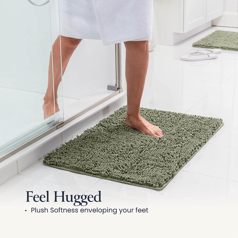 Bathroom Rugs Sets 2 Piece- Plush Bath Mat Set Quick-Dry Soft Chenille Bathroom Mat With Rubber Backing, Absorbent Bathroom Rug Set, Washable Bath Rugs For Bathroom- Bath Mats 24x17