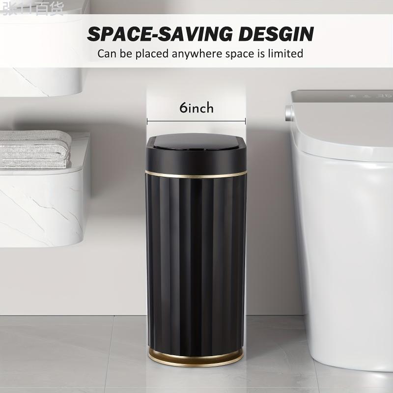 ELPHECO Bathroom Motion Sensor Trash can 2 Gallon Automatic Garbage Can, 9 L Slim Plastic Smart Trash Can with Lid, Commercial Intelligent Trash Bin for Bedroom, Bathroom, Kitchen, Office Kitchen Trash Cans Light