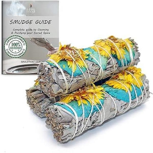 Spring Meadows Floral Sage Smudge Sticks with Smudge Guide (3 PK)