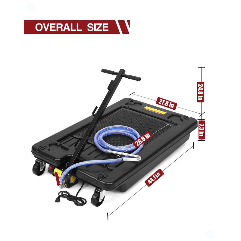 GARVEE 17 Gal Hand Pump & Hose Oil Drain Pan with  57L Low Profile & 8 Ft Hose