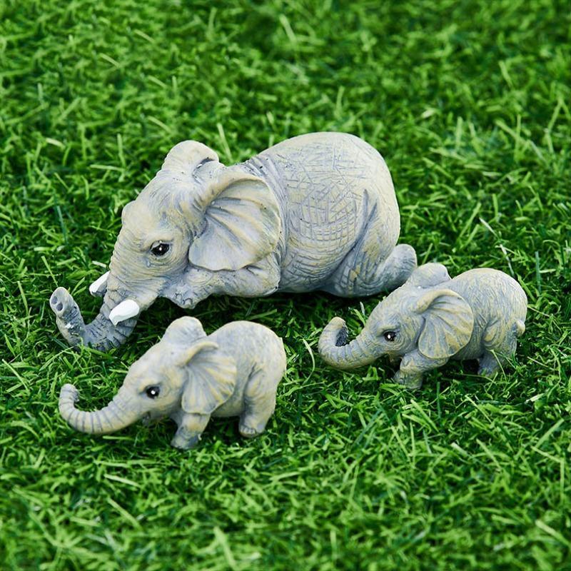 Elephant Family Design Statue, 3 Counts set Cute Desktop Ornament, Animal Themed Home Decor Accent, Desktop Decoration for Living Room Bedroom Office