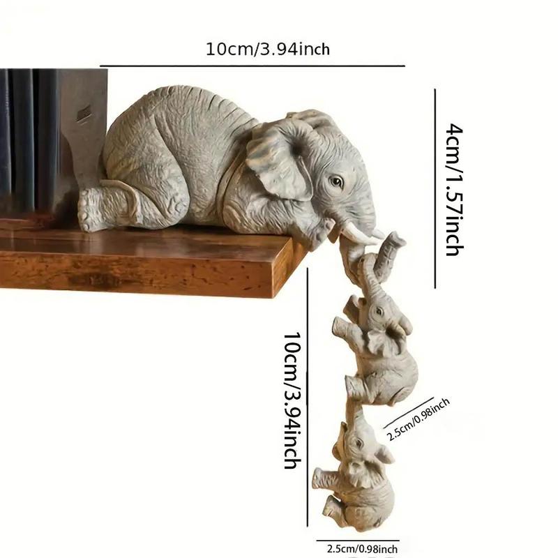 Elephant Family Design Statue, 3 Counts set Cute Desktop Ornament, Animal Themed Home Decor Accent, Desktop Decoration for Living Room Bedroom Office