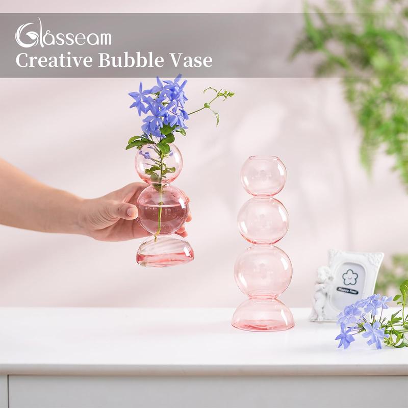 Glasseam Cute  Flower Vase, Unique Handmade Glass Vase for Flowers