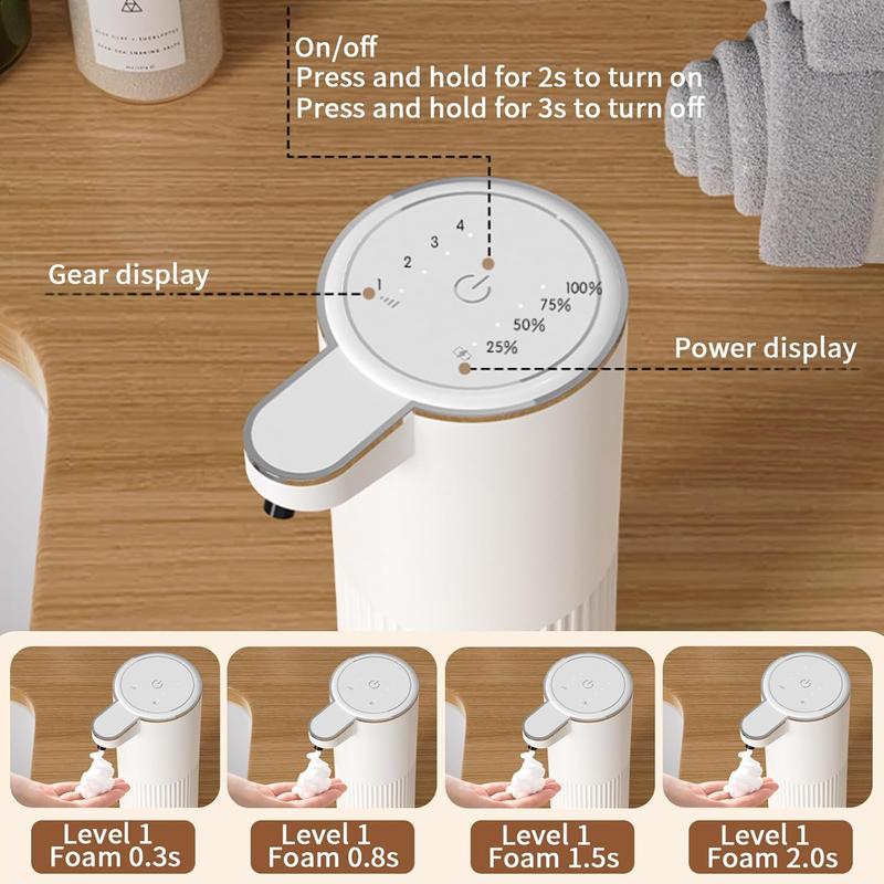 USB Rechargeable Automatic Soap Dispenser, 4-level Adjustable Non-contact Foam Soap Dispenser, Kitchen & Bathroom Accessories